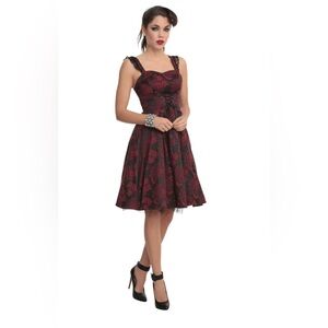 Elegant Black and Red Lace Dress Size SM Size 6